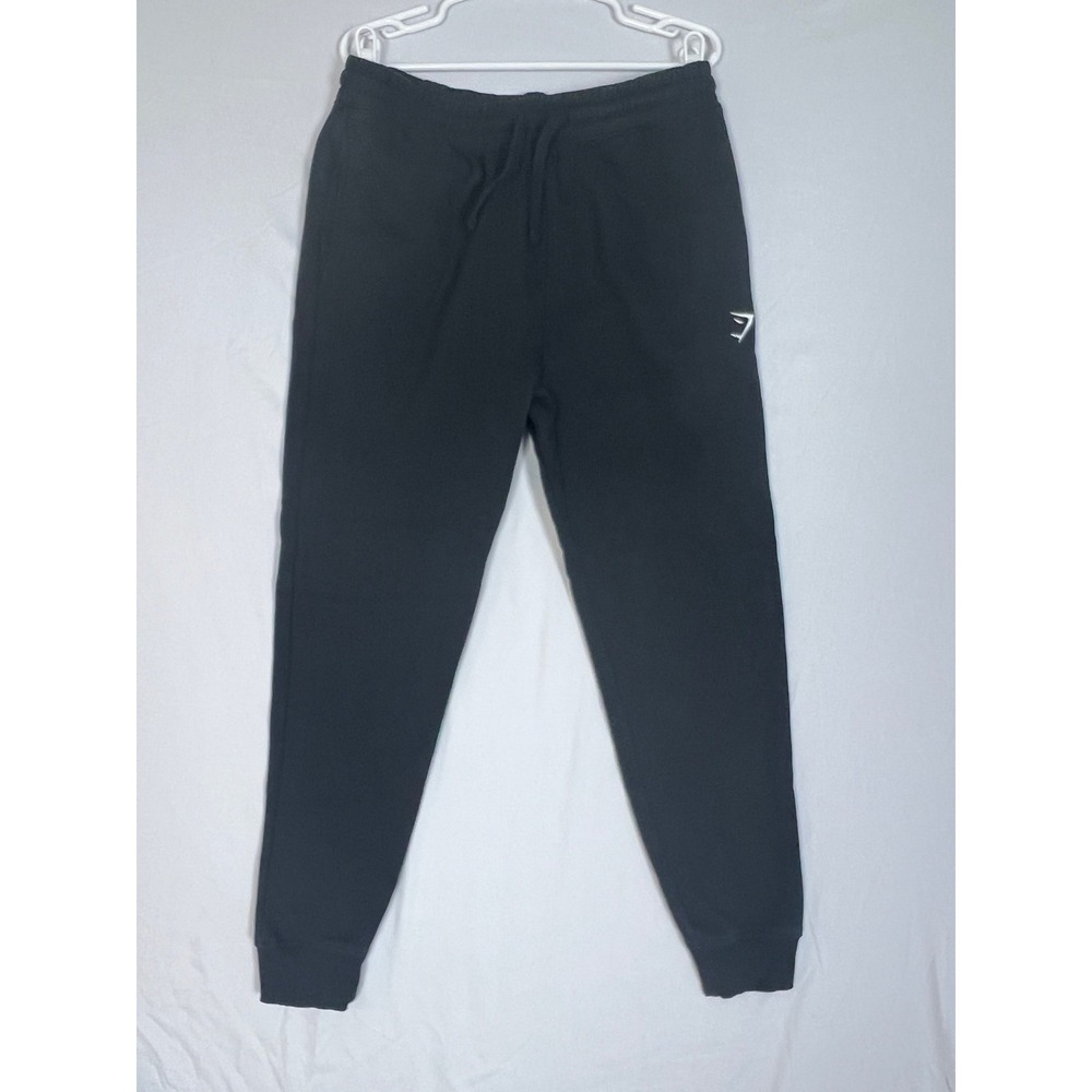 Gymshark Crest Joggers Mens Large Black Fleece Sweatpants A2A4H-BBBB-L-BW1